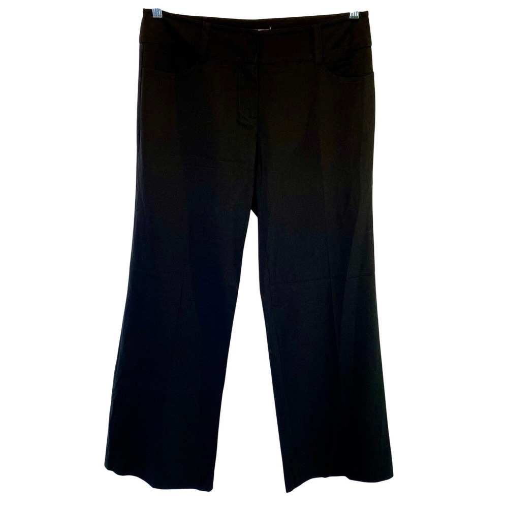 Trina Turk Womens Wide Leg Dress Pants Size 6 Black Trousers Mid Rise